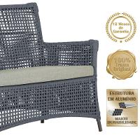 Jogo Sofá E 2 Poltronas Igapó Alumínio Marrom E3 Trama Prata