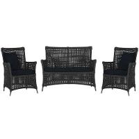 Jogo Sofá E 2 Poltronas Igapó Alumínio Preta E12 Trama Preto - 1