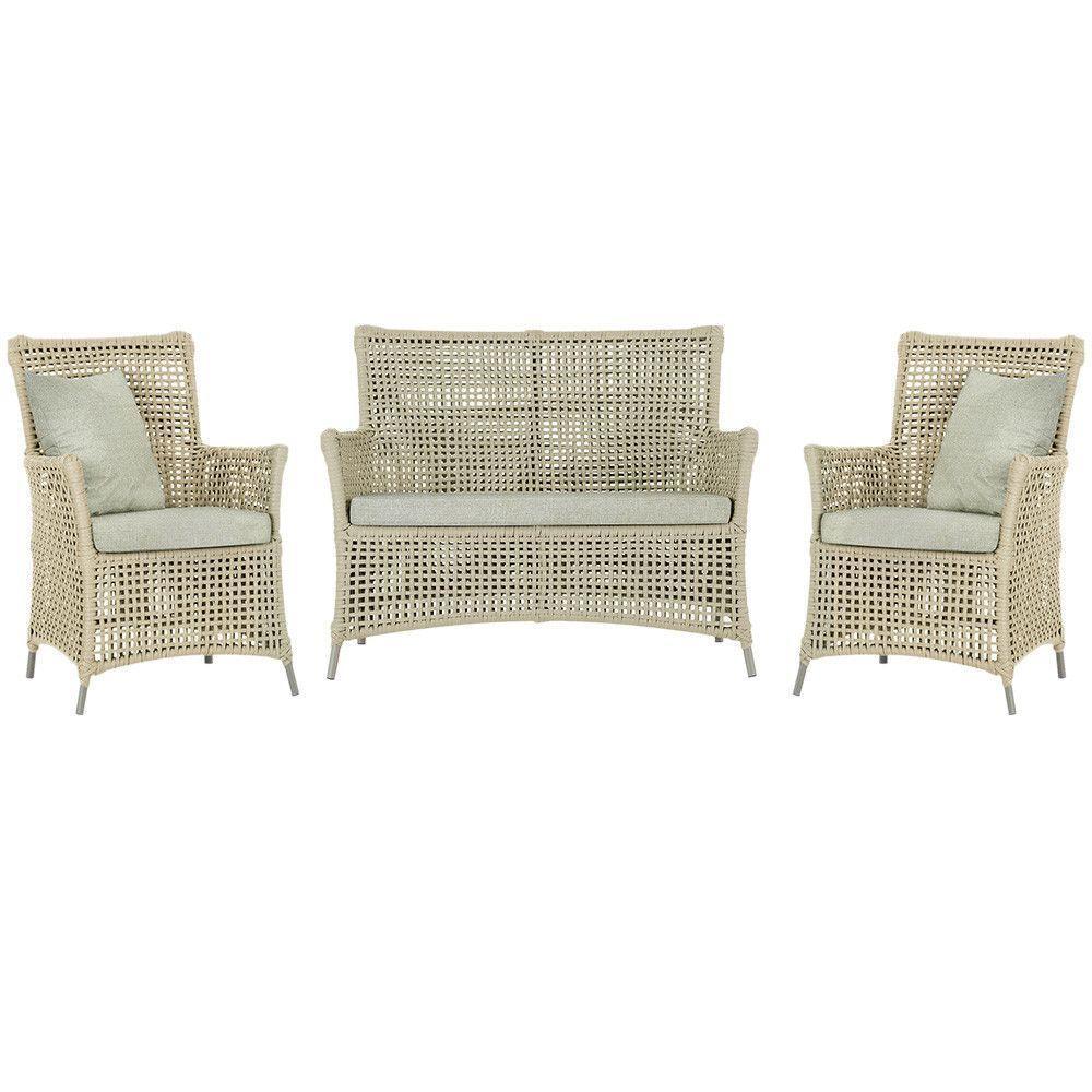 Jogo Sofá E 2 Poltronas Igapó Alumínio Fendi E3 Trama Rami - 1