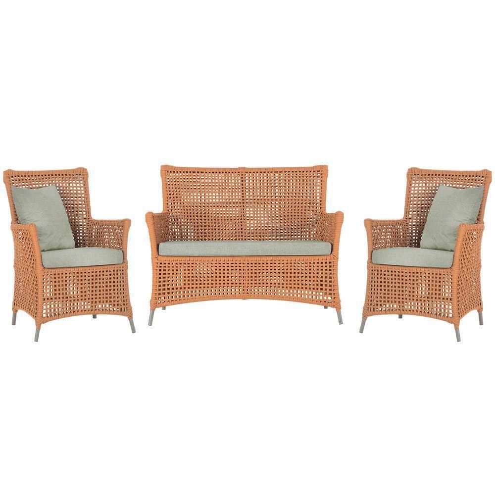 Jogo Sofá E 2 Poltronas Igapó Alumínio Fendi E3 Trama Terra Cota - 1