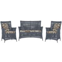 Jogo Sofá E 2 Poltronas Igapó Alumínio Preta E6 Trama Prata - 1