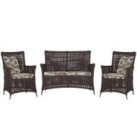 Jogo Sofá E 2 Poltronas Igapó Alumínio Preta E6 Trama Marrom - 1