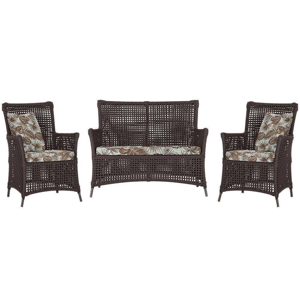 Jogo Sofá E 2 Poltronas Igapó Alumínio Marrom E6 Trama Marrom - 1