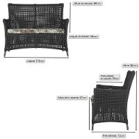 Jogo Sofá E 2 Poltronas Igapó Alumínio Preta E6 Trama Preto - 5