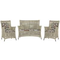 Jogo Sofá E 2 Poltronas Igapó Alumínio Marrom E6 Trama Rami - 1