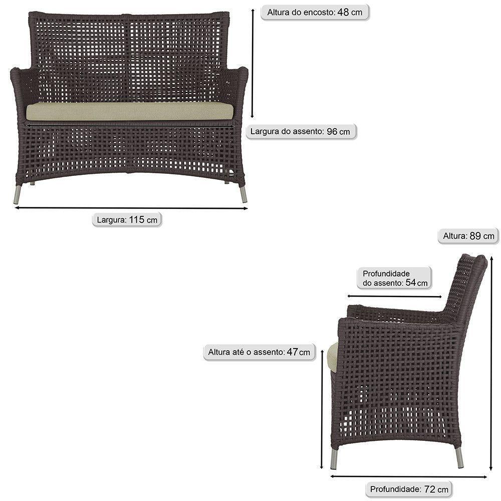 Jogo Sofá E 2 Poltronas Igapó Alumínio Fendi E7 Trama Marrom - 5