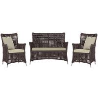 Jogo Sofá E 2 Poltronas Igapó Alumínio Fendi E7 Trama Marrom - 1