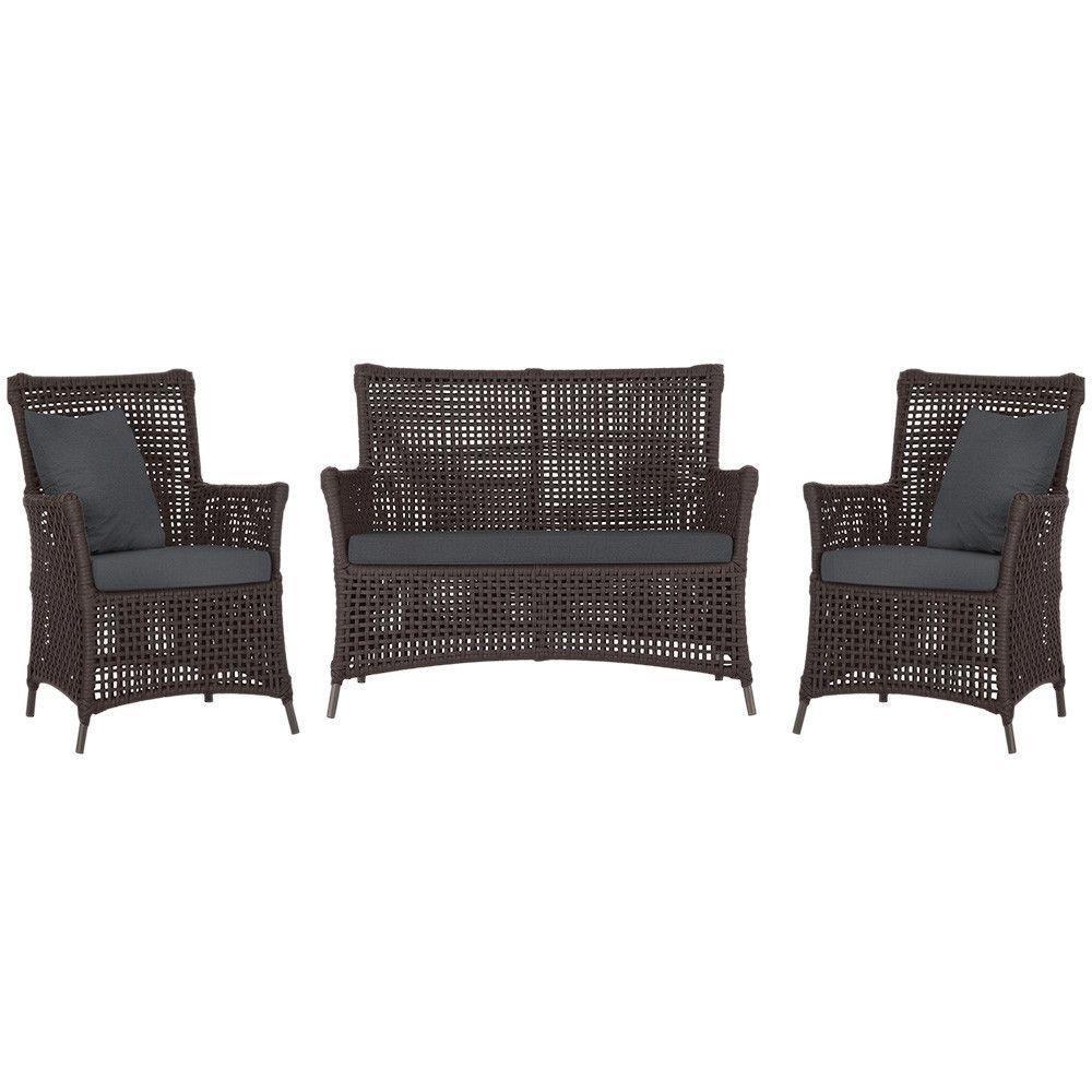 Jogo Sofá E 2 Poltronas Igapó Alumínio Marrom E11 Trama Marrom - 1