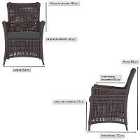 Jogo Sofá E 2 Poltronas Igapó Alumínio Marrom E11 Trama Marrom - 7