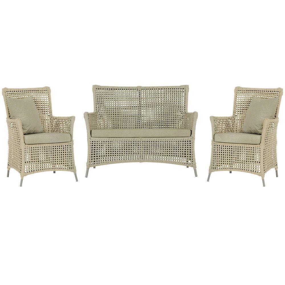 Jogo Sofá E 2 Poltronas Igapó Alumínio Fendi E7 Trama Rami - 1