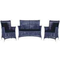 Jogo Sofá E 2 Poltronas Igapó Alumínio Fendi E12 Trama Azul - 1