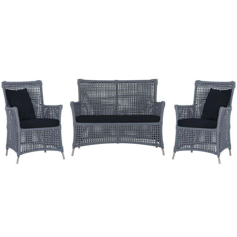 Jogo Sofá E 2 Poltronas Igapó Alumínio Fendi E12 Trama Prata - 1