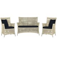 Jogo Sofá E 2 Poltronas Igapó Alumínio Fendi E12 Trama Rami - 1