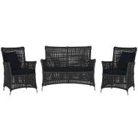 Jogo Sofá E 2 Poltronas Igapó Alumínio Fendi E12 Trama Preto - 1