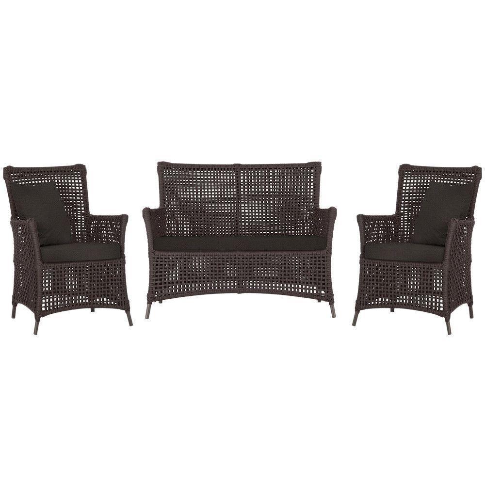 Jogo Sofá E 2 Poltronas Igapó Alumínio Marrom E9 Trama Marrom - 1