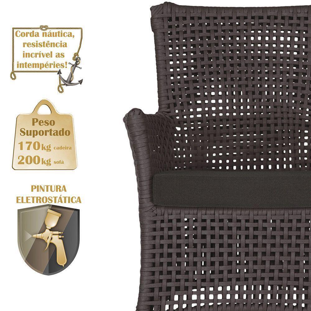 Jogo Sofá E 2 Poltronas Igapó Alumínio Marrom E9 Trama Marrom - 3