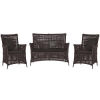 Jogo Sofá E 2 Poltronas Igapó Alumínio Marrom E9 Trama Marrom - 1