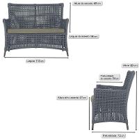 Jogo Sofá E 2 Poltronas Igapó Alumínio Preta E8 Trama Prata - 6