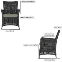 Jogo Sofá E 2 Poltronas Igapó Alumínio Preta E8 Trama Preto - 3