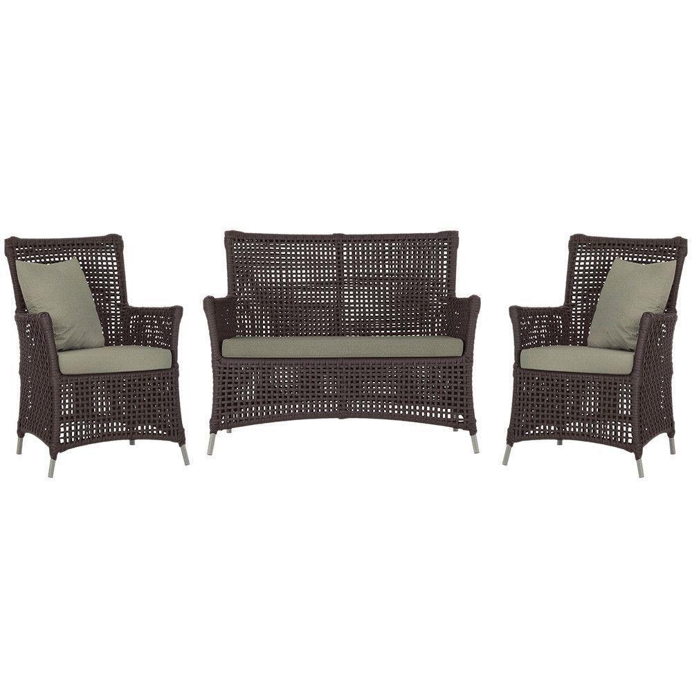 Jogo Sofá E 2 Poltronas Igapó Alumínio Fendi E8 Trama Marrom - 1