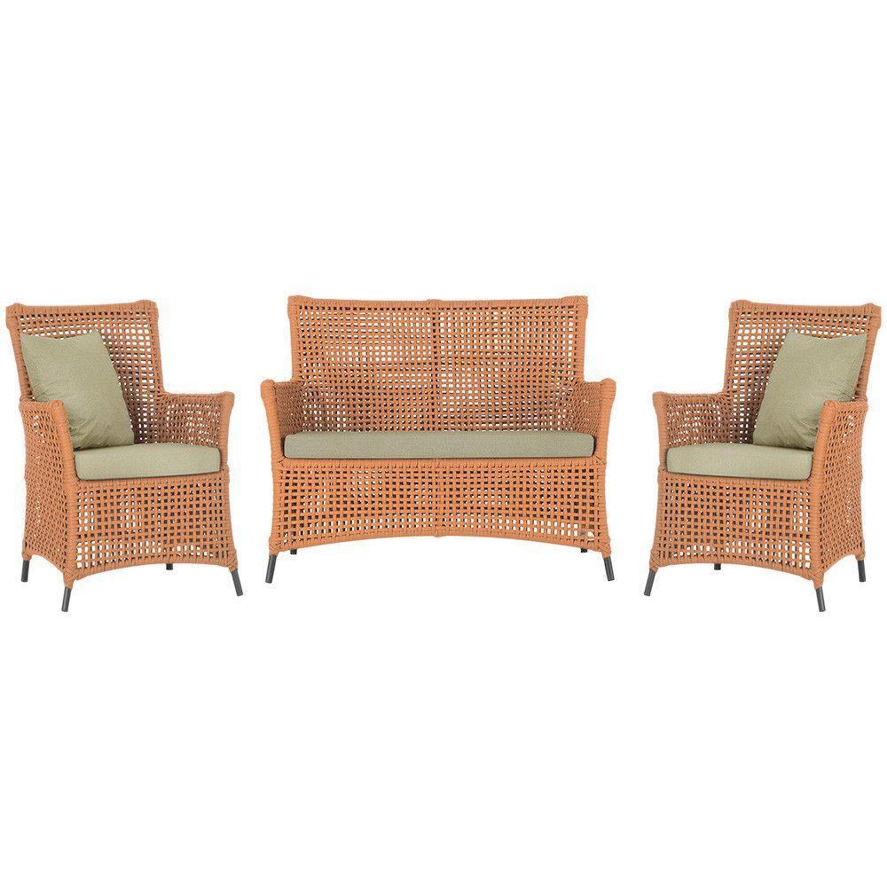 Jogo Sofá E 2 Poltronas Igapó Alumínio Preta E7 Trama Terra Cota - 1