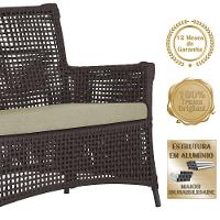 Jogo Sofá E 2 Poltronas Igapó Alumínio Preta E7 Trama Marrom - 3