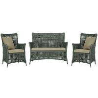 Jogo Sofá E 2 Poltronas Igapó Alumínio Preta E7 Trama Verde - 1