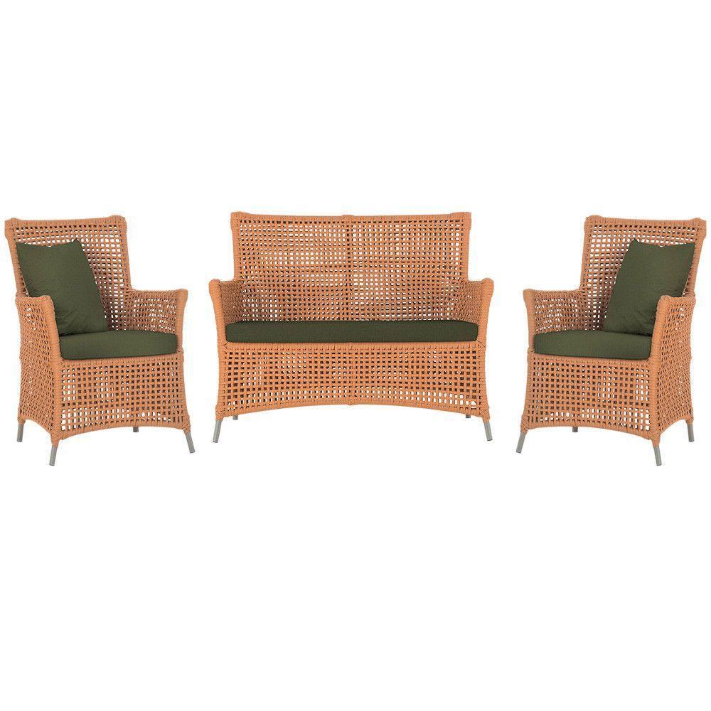 Jogo Sofá E 2 Poltronas Igapó Alumínio Fendi E13 Trama Terra Cota - 1