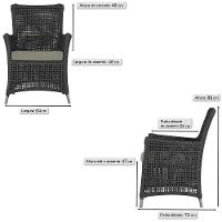 Jogo Sofá E 2 Poltronas Igapó Alumínio Fendi E8 Trama Preto - 5