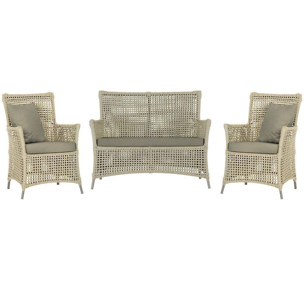 Jogo Sofá E 2 Poltronas Igapó Alumínio Fendi E8 Trama Rami - 1