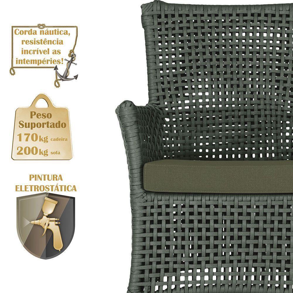 Jogo Sofá E 2 Poltronas Igapó Alumínio Fendi E13 Trama Verde - 2