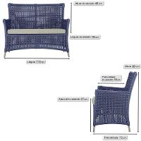 Jogo Sofá E 2 Poltronas Igapó Alumínio Fendi E3 Trama Azul - 5