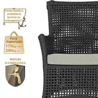 Jogo Sofá E 2 Poltronas Igapó Alumínio Preta E3 Trama Preto - 3