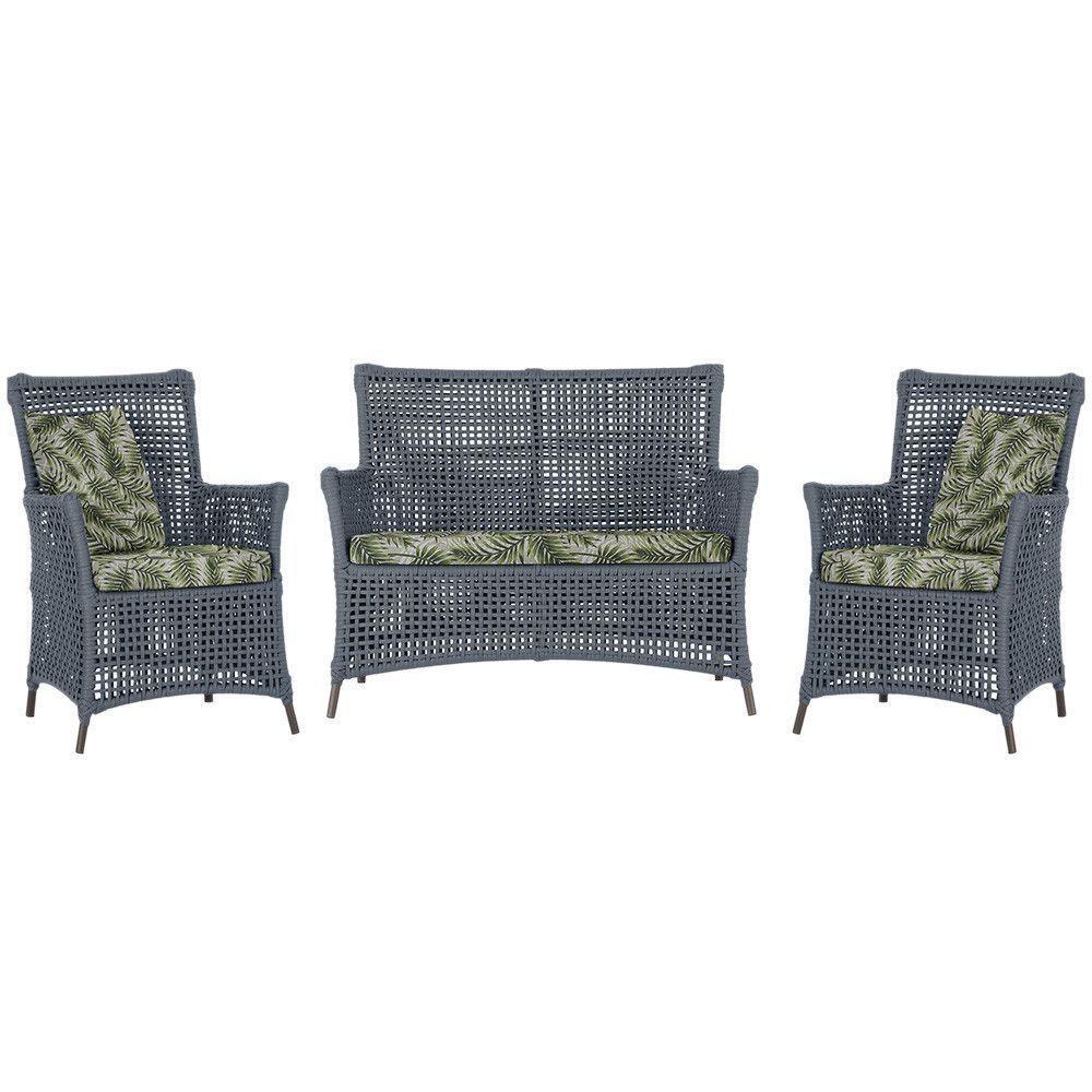 Jogo Sofá E 2 Poltronas Igapó Alumínio Marrom E5 Trama Prata - 1