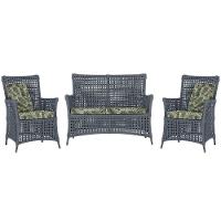 Jogo Sofá E 2 Poltronas Igapó Alumínio Marrom E5 Trama Prata - 1