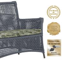 Jogo Sofá E 2 Poltronas Igapó Alumínio Marrom E5 Trama Prata