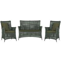 Jogo Sofá E 2 Poltronas Igapó Alumínio Marrom E13 Trama Verde - 1