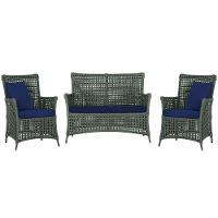 Jogo Sofá E 2 Poltronas Igapó Alumínio Marrom E10 Trama Verde - 1