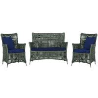 Jogo Sofá E 2 Poltronas Igapó Alumínio Fendi E10 Trama Verde - 1