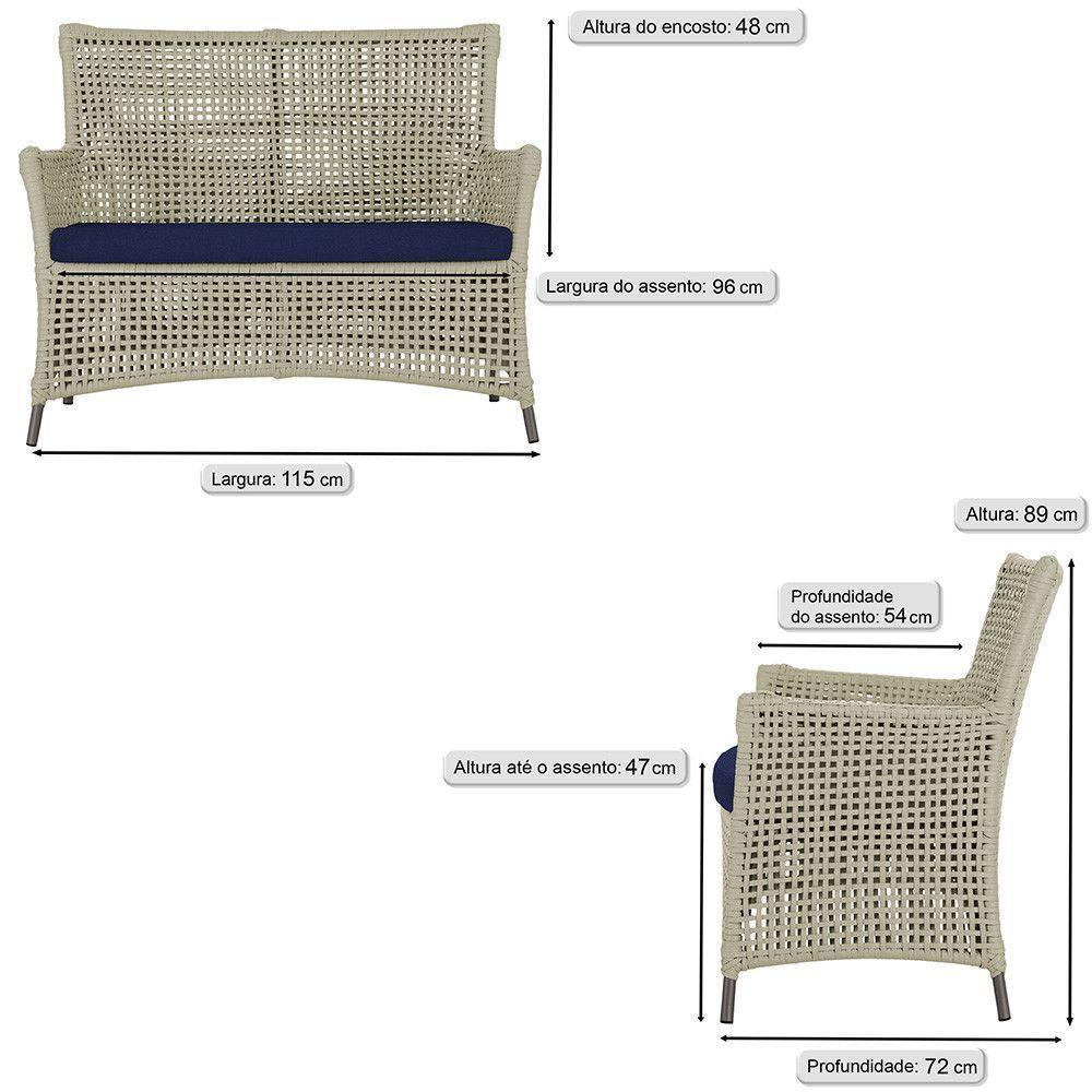 Jogo Sofá E 2 Poltronas Igapó Alumínio Marrom E10 Trama Rami - 6