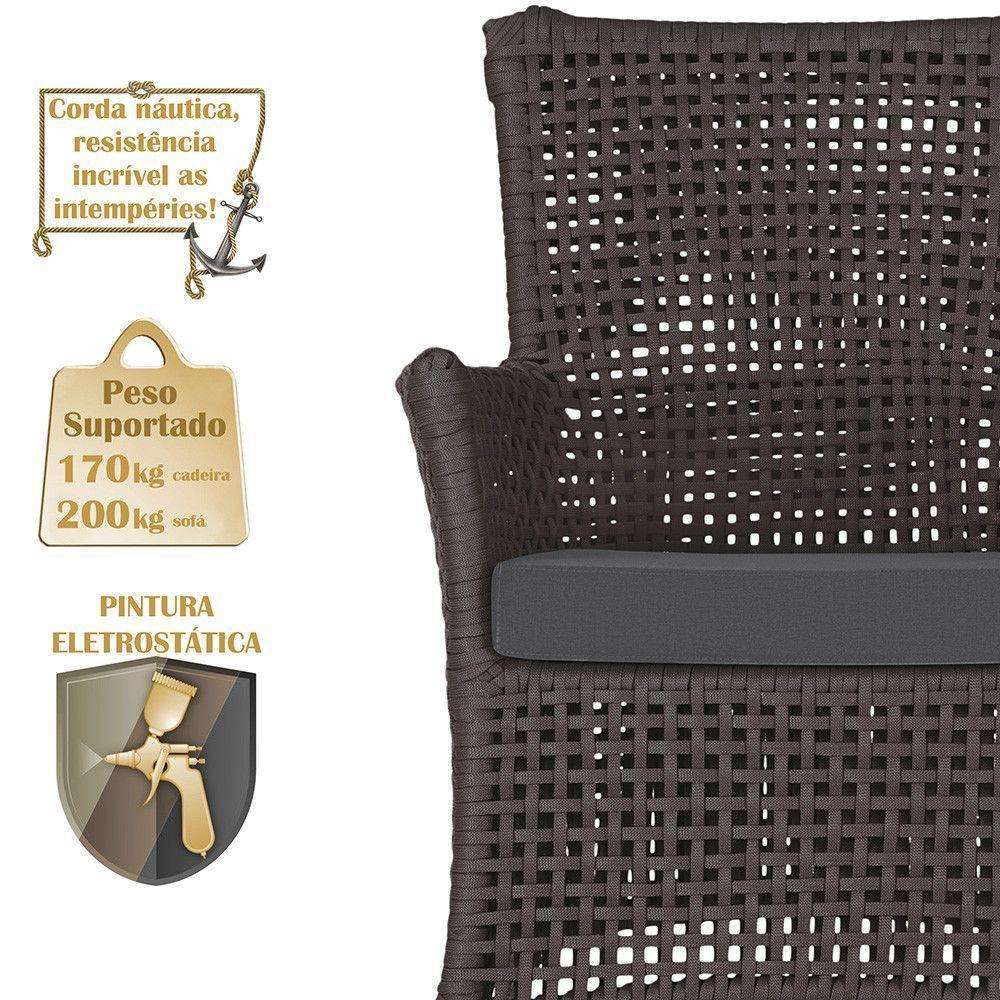 Jogo Sofá E 2 Poltronas Igapó Alumínio Fendi E11 Trama Marrom - 3