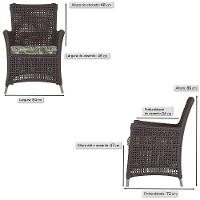 Jogo Sofá E 2 Poltronas Igapó Alumínio Fendi E5 Trama Marrom - 5