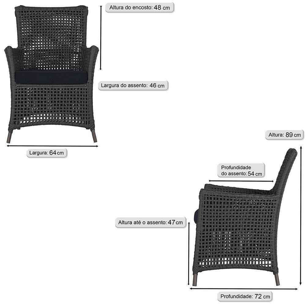Jogo Sofá E 2 Poltronas Igapó Alumínio Marrom E12 Trama Preto - 5