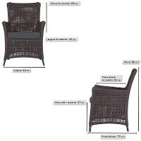 Jogo Sofá E 2 Poltronas Igapó Alumínio Preta E11 Trama Marrom - 5