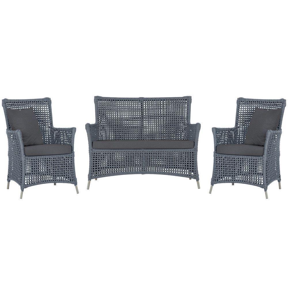 Jogo Sofá E 2 Poltronas Igapó Alumínio Fendi E11 Trama Prata - 1