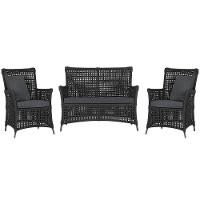 Jogo Sofá E 2 Poltronas Igapó Alumínio Preta E11 Trama Preto - 1