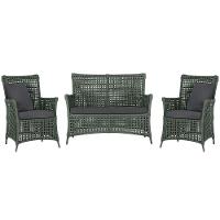 Jogo Sofá E 2 Poltronas Igapó Alumínio Preta E11 Trama Verde - 1