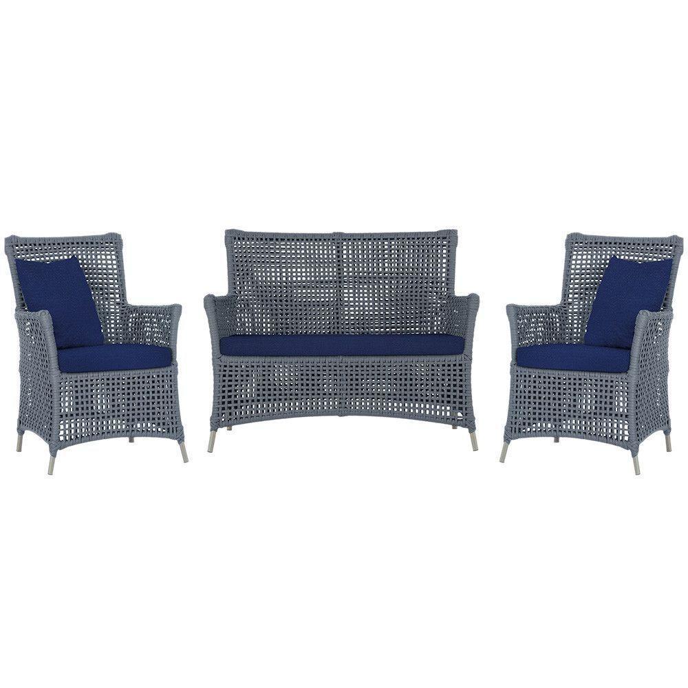 Jogo Sofá E 2 Poltronas Igapó Alumínio Fendi E10 Trama Prata - 1