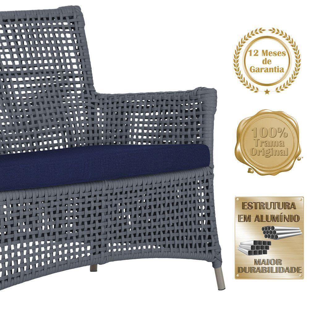 Jogo Sofá E 2 Poltronas Igapó Alumínio Fendi E10 Trama Prata - 4