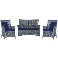 Jogo Sofá E 2 Poltronas Igapó Alumínio Fendi E10 Trama Prata - 1